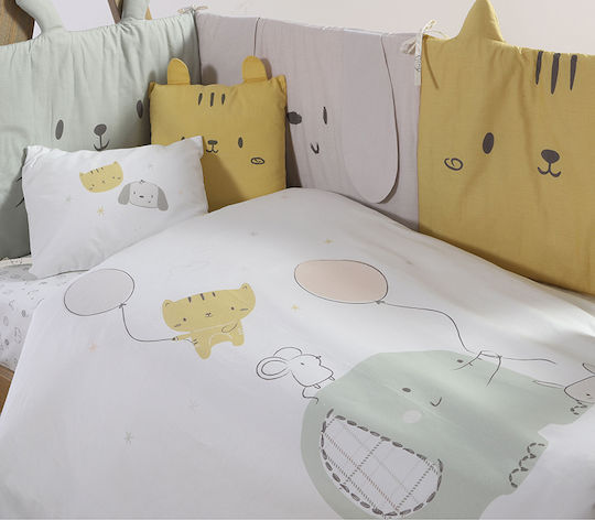 Nef-Nef Homeware Декоративна Възглавница за Люлка Hello World Жълт 30x30см 030527