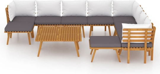Set Cameră De Zi Exterior 12 Piese Din Acacia Cu Perne