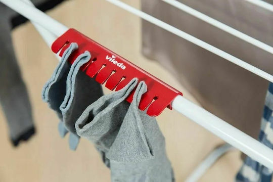 Vileda Extra X-Legs Klappbarer Boden-Kleiderständer Metallisch mit Rädern mit Aufhängelänge 20m