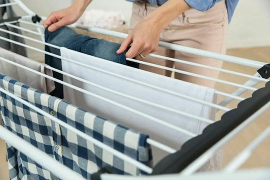 Vileda Extra X-Legs Klappbarer Boden-Kleiderständer Metallisch mit Rädern mit Aufhängelänge 20m