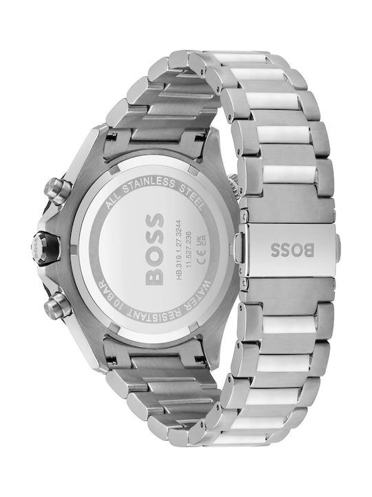 Boss Globetrotter Men's Watch 46mm Chronograph Battery with Silver Metal Bracelet