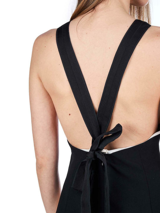 Summer Maxi Evening Satin Open Back Tearing Dress Black