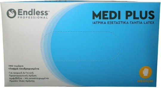 Endless Professional Medi Plus Latex Examination Gloves Powdered White 100pcs