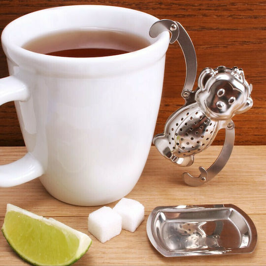 Kikkerland Monkey Tea Filter with Handle Metallic 1pcs CU39
