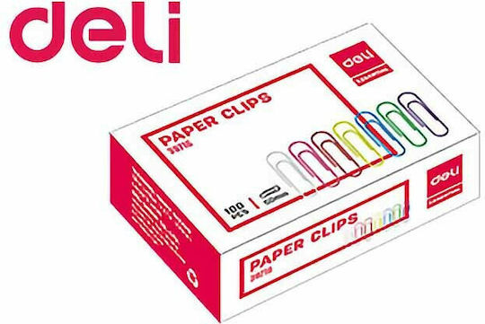 Deli Paper Clips 33mm Plastic Colored No4 10 Pieces
