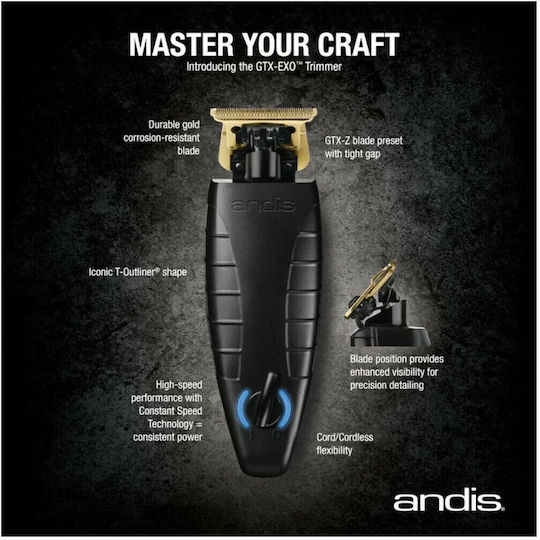 Andis GTX-Exo Rechargeable Hair Clipper Black 74105