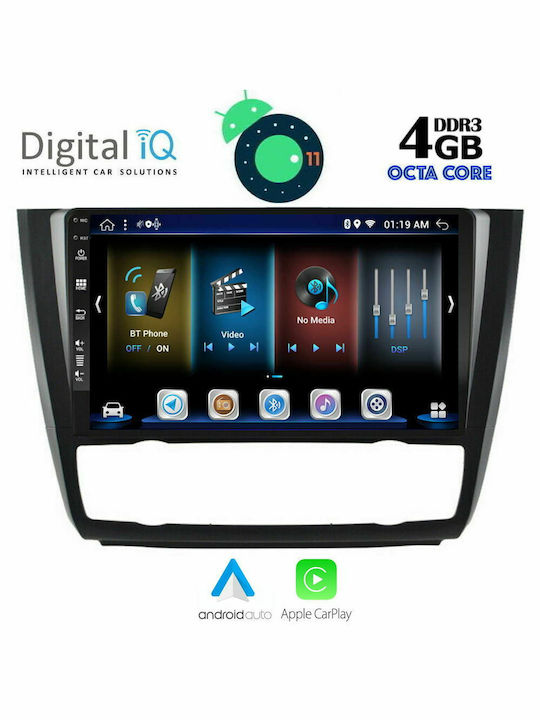 Digital IQ Car Audio System for BMW Series 1 / E81 / E82 / E87 E81-82-87-88 2004-2013 with Clima (Bluetooth/USB/AUX/WiFi/GPS/Apple-Carplay/CD) with Touch Screen 9"