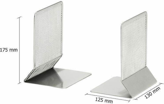 Metal Book End Holder In Silver Colour 10x13.2x16cm 2 Pieces