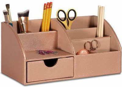 Leather Desk Organizer Blush 4226 in Pink Color 29x15x14cm.