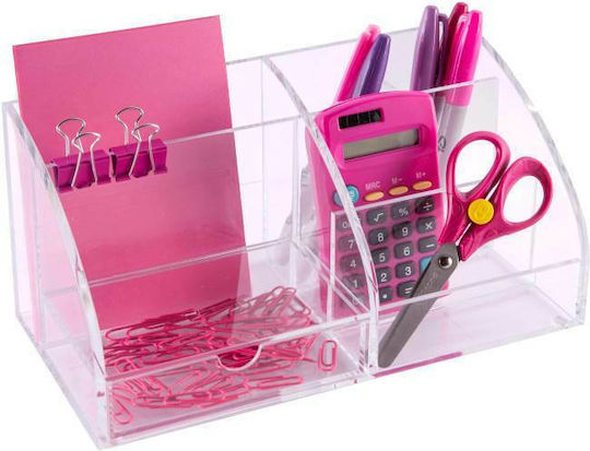 Plastic Desk Organizer in Transparent Color 12x13cm