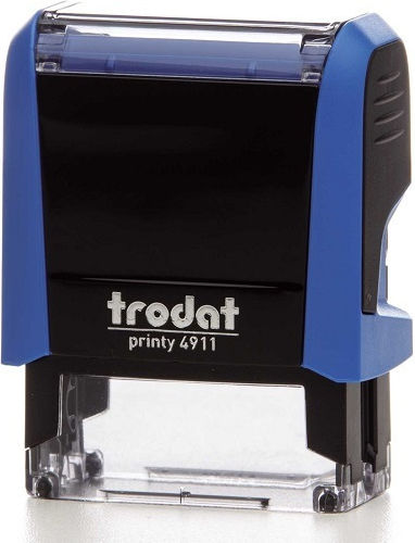 Trodat Printy 4911 Rectangular Self-Inking Text Stamp with Blue Ink