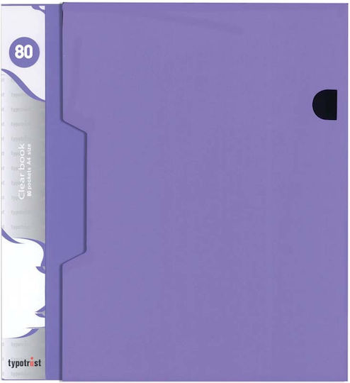 Typotrust Clipboard Flexible with 80 plastic sleeves Slides for Paper A4 Purple 1pcs