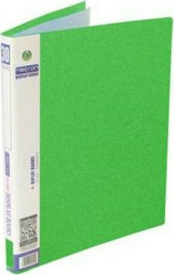 Metron Clipboard Flexible with 30 plastic sleeves Slides for Paper A4 Green 1pcs