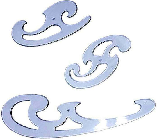 Pratel Curved Line Plastic Transparent Set of 3pcs