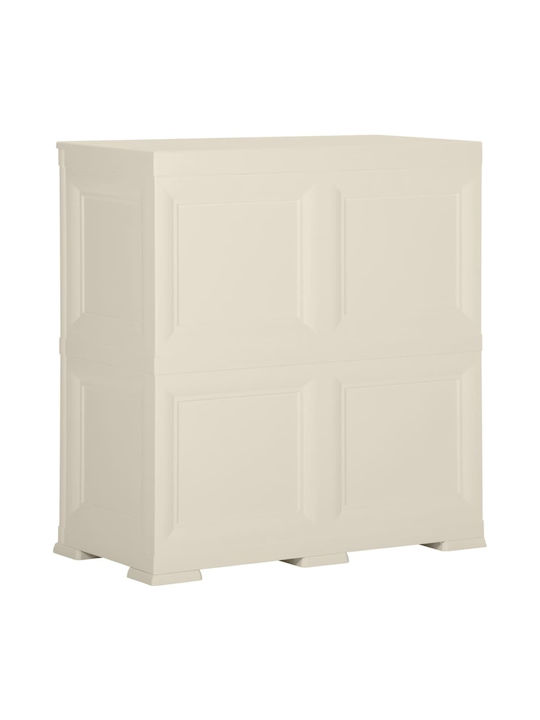 Zweiflügeliger Schrank Kunststoff mit Trennwand & 2 Regale Cream 79x43x85.5cm