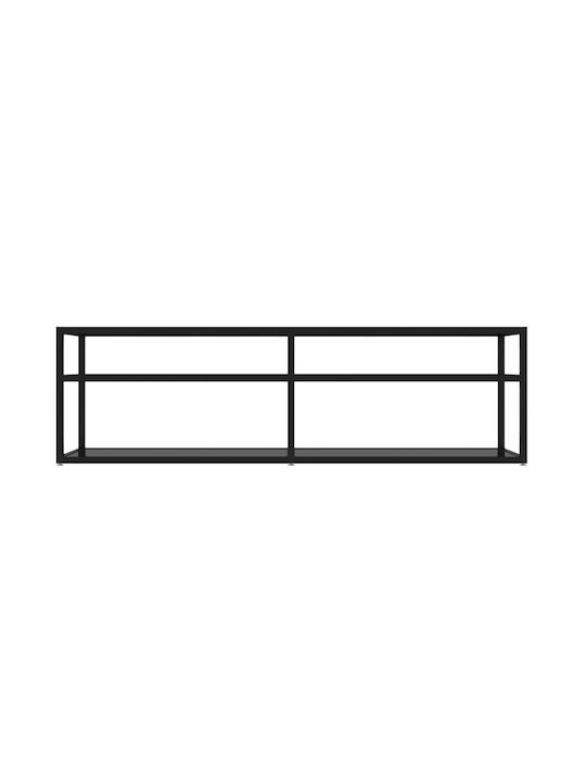 Stand TV Din Metal Și Sticlă Negru L140xA40xÎ40,5cm