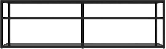 Stand TV Din Metal Și Sticlă Negru L140xA40xÎ40,5cm