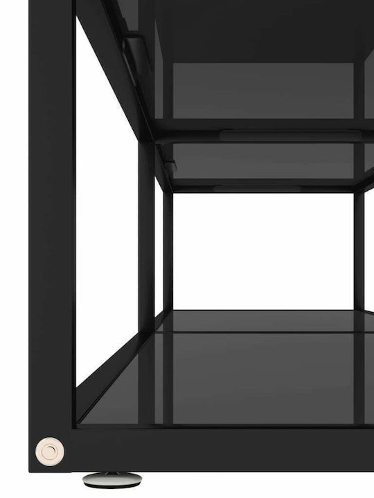 TV-Ständer aus Metall & Glas Schwarz M200xT40xH40,5cm
