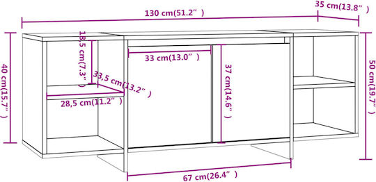 Έπιπλο Τηλεόρασης Γκρι Μ130xΠ35xΥ50cm