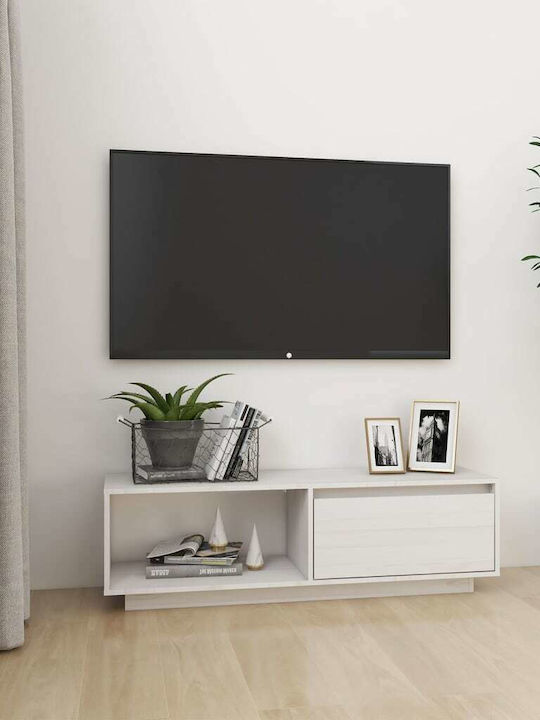 Έπιπλο TV din lemn masiv Λευκό M110xΠ30xΥ33.5cm