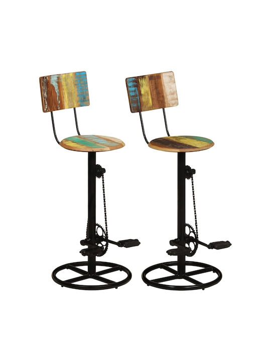 Stool Bar with Backrest Wooden Colorful 2pcs 44x44x112cm