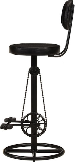 Stool Bar with Backrest Leather Black Velvet-Black Metal 2pcs 44x44x109cm