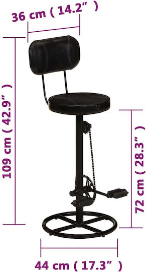Stool Bar with Backrest Leather Black Velvet-Black Metal 2pcs 44x44x109cm