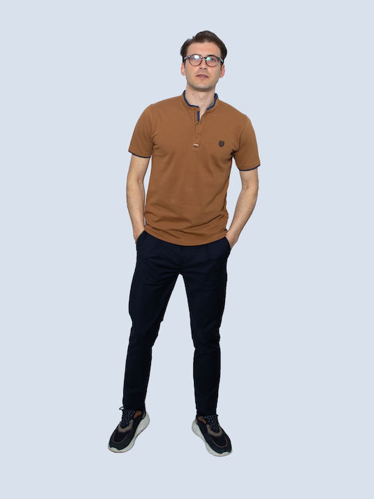 Side Effect Men's Short Sleeve Blouse with Buttons Camel