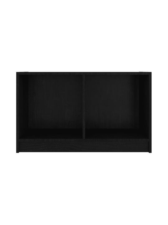 TV Stand from Solid Wood Black Velvet-Black Metal L70xW33xH42cm