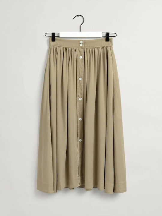 High-waisted Midi Skirt Khaki