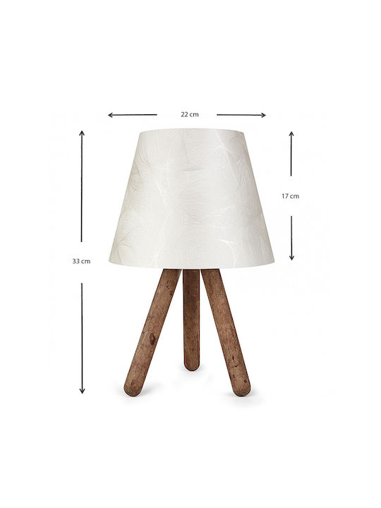 Megapap Lander Wood Table Lamp for Socket E27 with White Shade and Brown Base