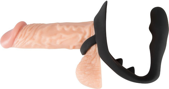 You2Toys Black Velvets Cock & Balls Spliting Ring with Buttplug Black 10.5cm