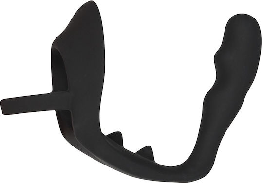 You2Toys Black Velvets Cock & Balls Spliting Ring with Buttplug Black 10.5cm