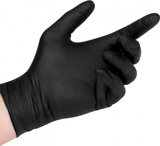 Bournas Medicals Bold Nitrile Examination Gloves Powder Free Black 100pcs