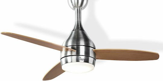 Izzy IZ-9027 Ανεμιστήρας Οροφής 132cm με Φως Καφέ / Ασημί