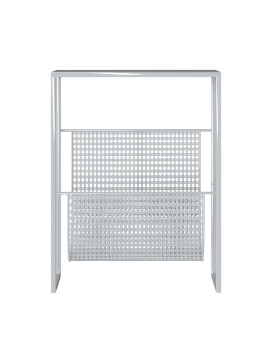 Rectangular Metal Silver Side Coffee Table W35xL15xH45cm