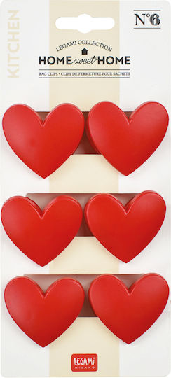 Legami Milano Cleme Plastice Hearts Roșii 6buc