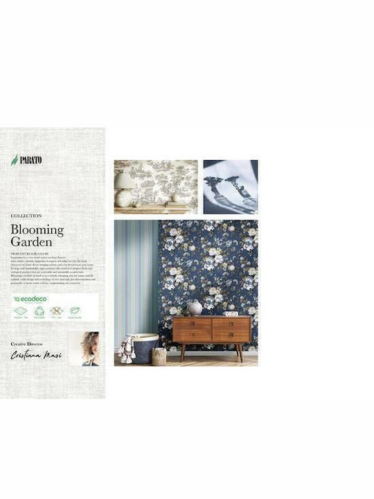 Wallpaper Blooming Garden Blue/Khaki L1005xW53cm