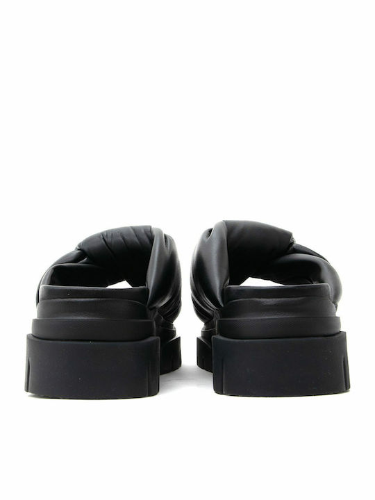 Combo Leather Women's Flat Sandals Black