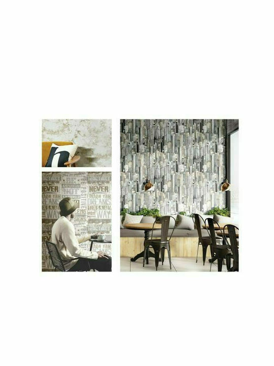 Wallpaper Friends & Coffee 2 Grey/Light grey L1005xW53cm