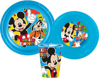 Stor Feeding Set Mickey made of Plastic Blue 3pcs