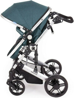 Kikka Boo Darling 2020 Verstellbar 2 in 1 Baby Kinderwagen Geeignet für Neugeborene Green Silver 12kg