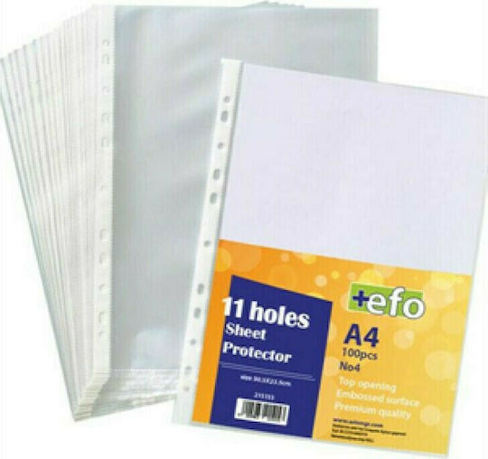 +Efo Plastic Sleeves for Documents A4 with Holes 100pcs Νο4