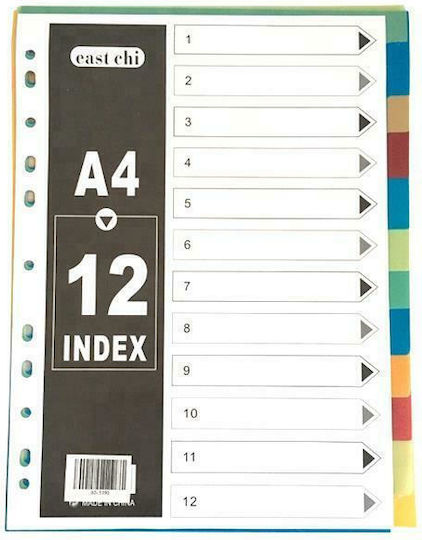 Comix Plastic Dividers for Documents A4 with Holes 12pcs