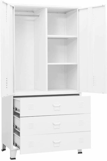 Metallischer Büroaufbewahrungsschrank Weiß 90x50x180cm