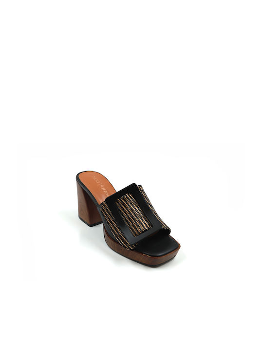 Noa Harmon Chunky Heel Mules Black