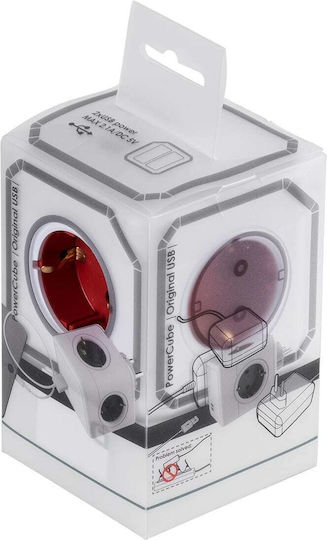 GloboStar PowerCube with Surge Protection 4 Positions with 2 USB-A