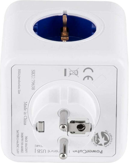 GloboStar PowerCube with Surge Protection 4 Positions with 2 USB-A