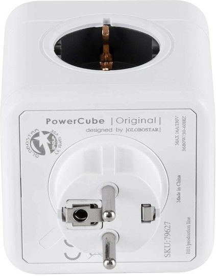 GloboStar PowerCube with Surge Protection 5 Positions with USB-A Gray