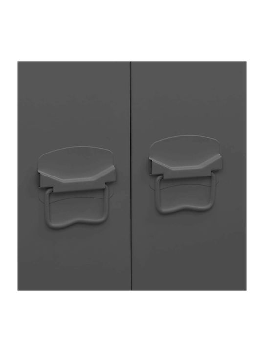Double Door Wardrobe Metallic with Divider & 2 Shelves Charcoal 90x50x180cm